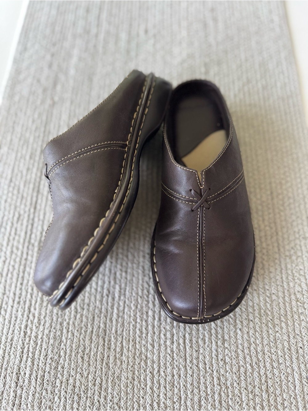 Vintage Dockers Dark Brown Slip-On Leather Mules Size 9W